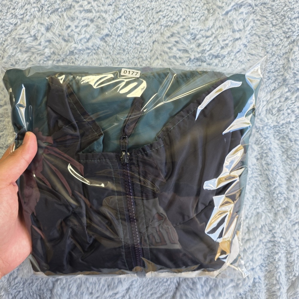 VTG y2k Sierra Pacific Striped Windbreaker Jacket Dark Green Navy Yellow White - Picture 11 of 11